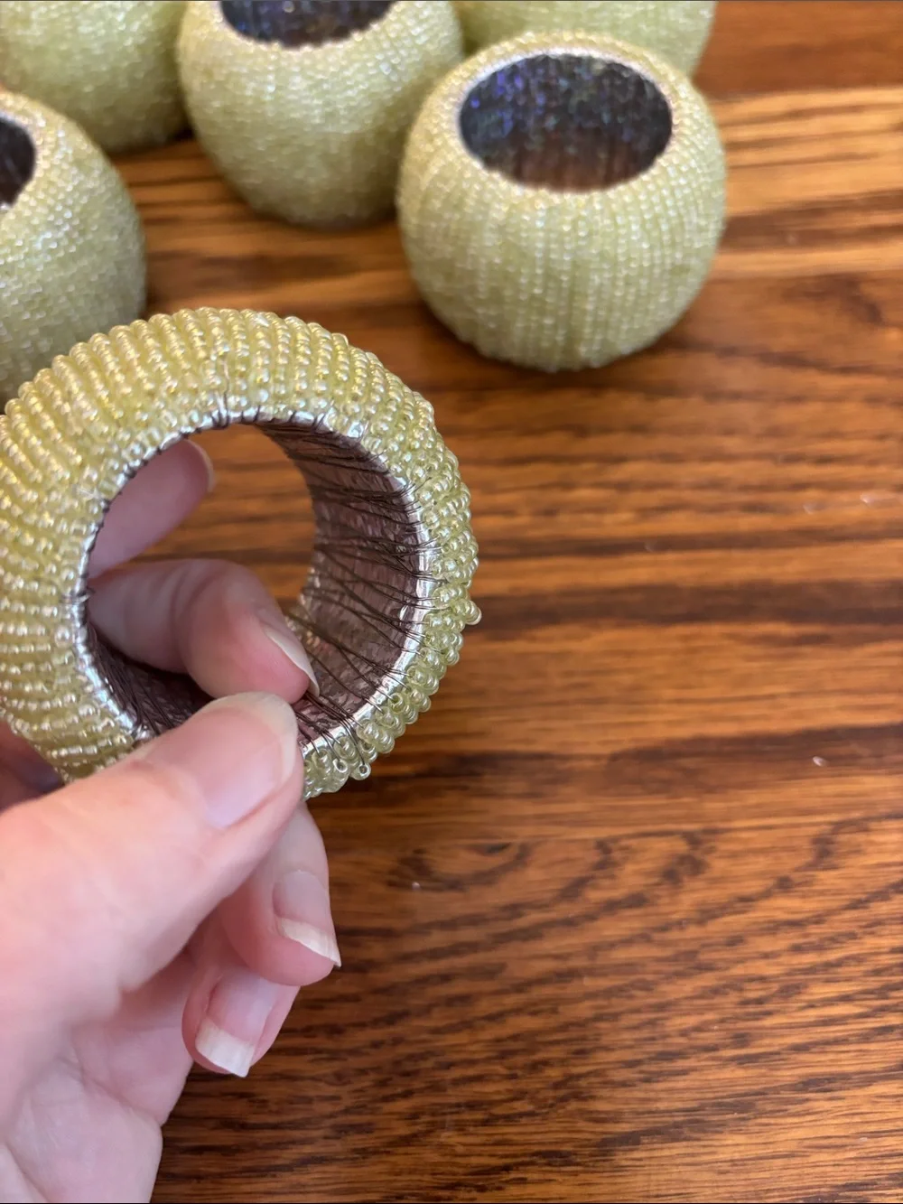 Target Green Beaded Napkin Rings - Set of 6